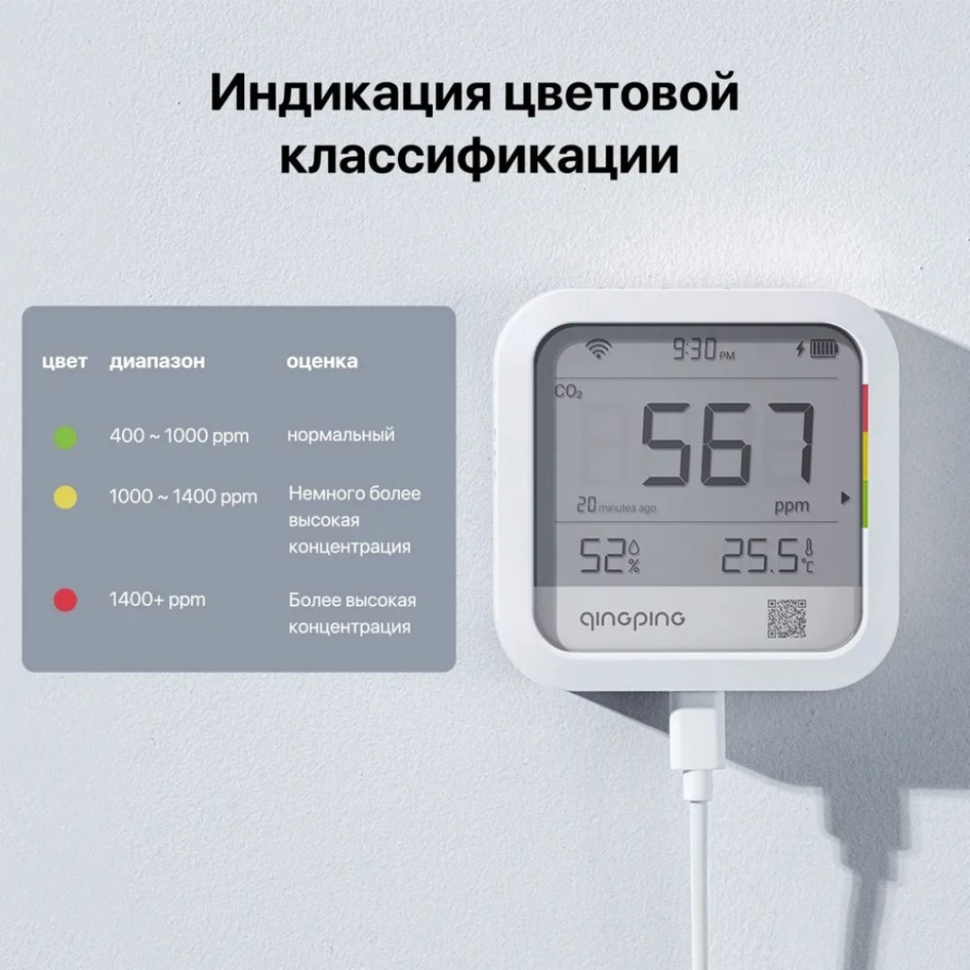 Метеостанция Xiaomi Qingping CO2 & Temp & RH Monitor (CGS1)