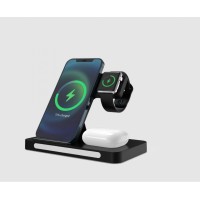 Беспроводное зарядное устройство 3 в 1 Qwerty High Quality LED Lamp Beads Farewell to Darkness Black (HYY-W168)