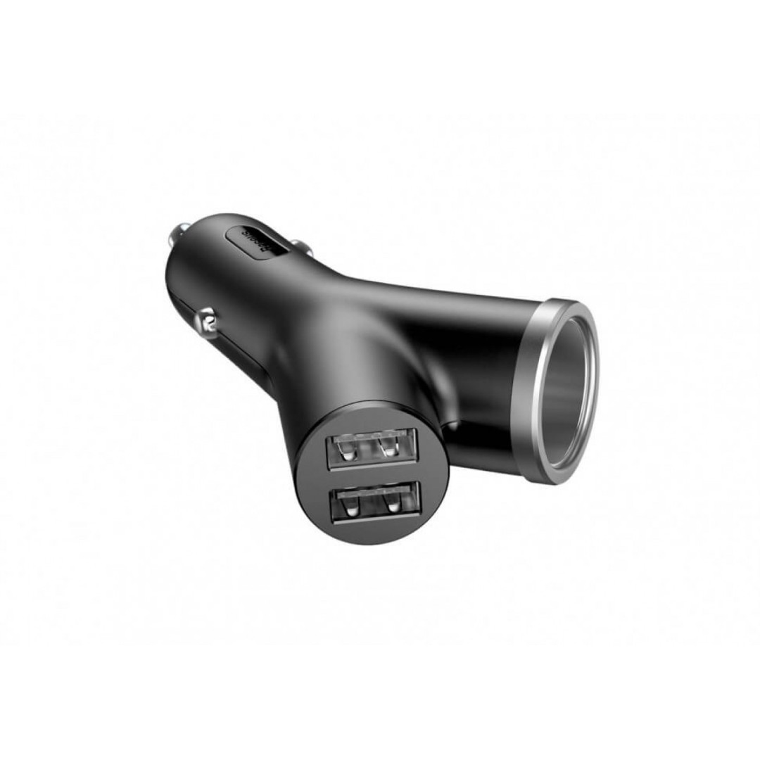 Автомобильное зарядное устройство Baseus Y Type Dual USB + Cigarette Lighter Extended Car Charger (BSC-C16N)