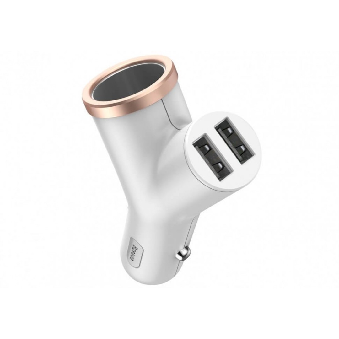 Автомобильное зарядное устройство Baseus Y Type Dual USB + Cigarette Lighter Extended Car Charger (BSC-C16N)