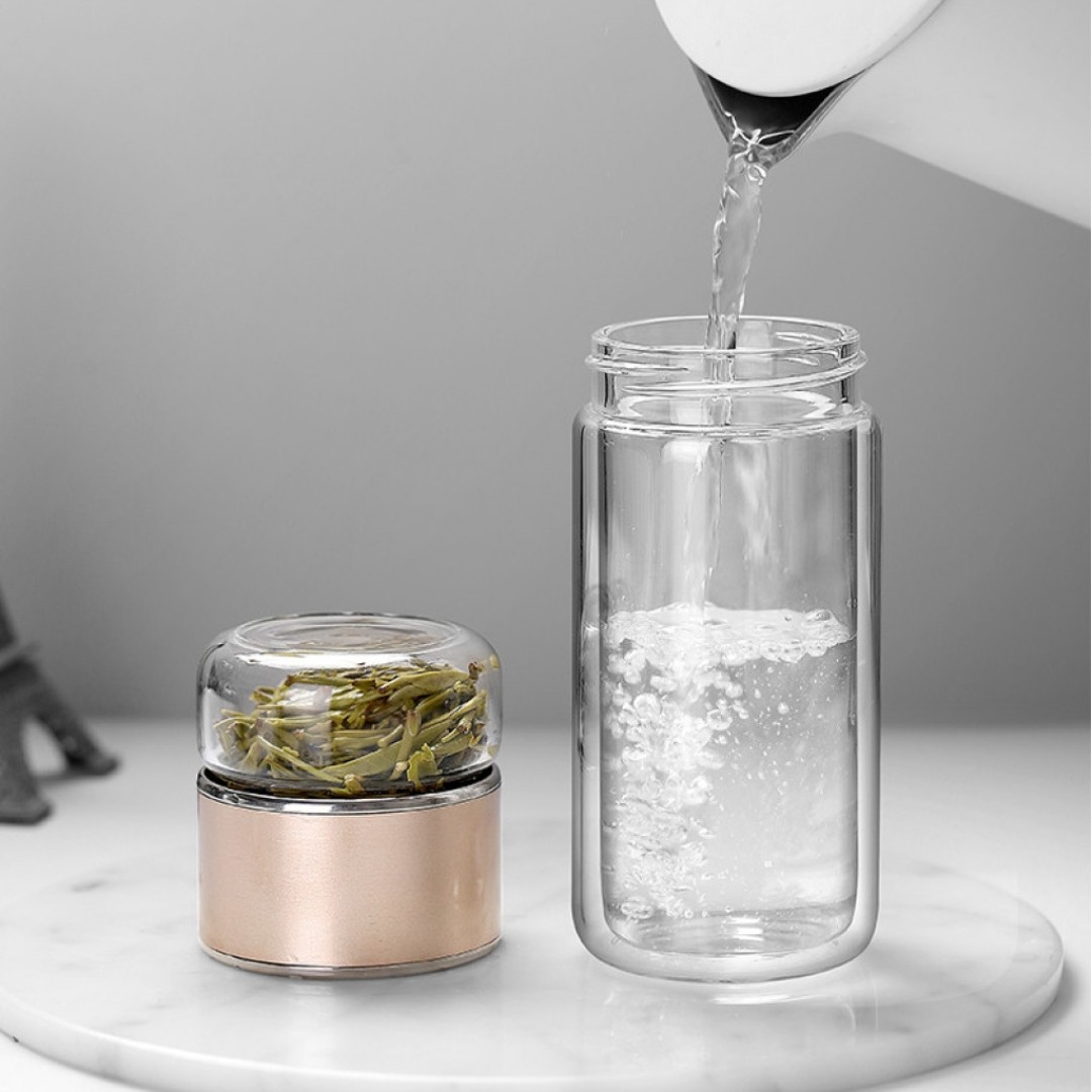Чайная бутылка с двойным стеклом ситечком Qwerty Tea Bottle With Double Glass