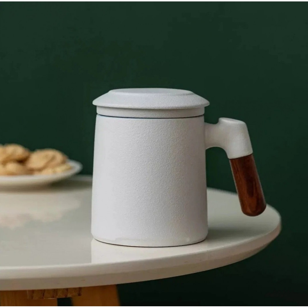 Керамическая кружка Xiaomi Pinztea Wooden Handle Ceramic Tea Cup