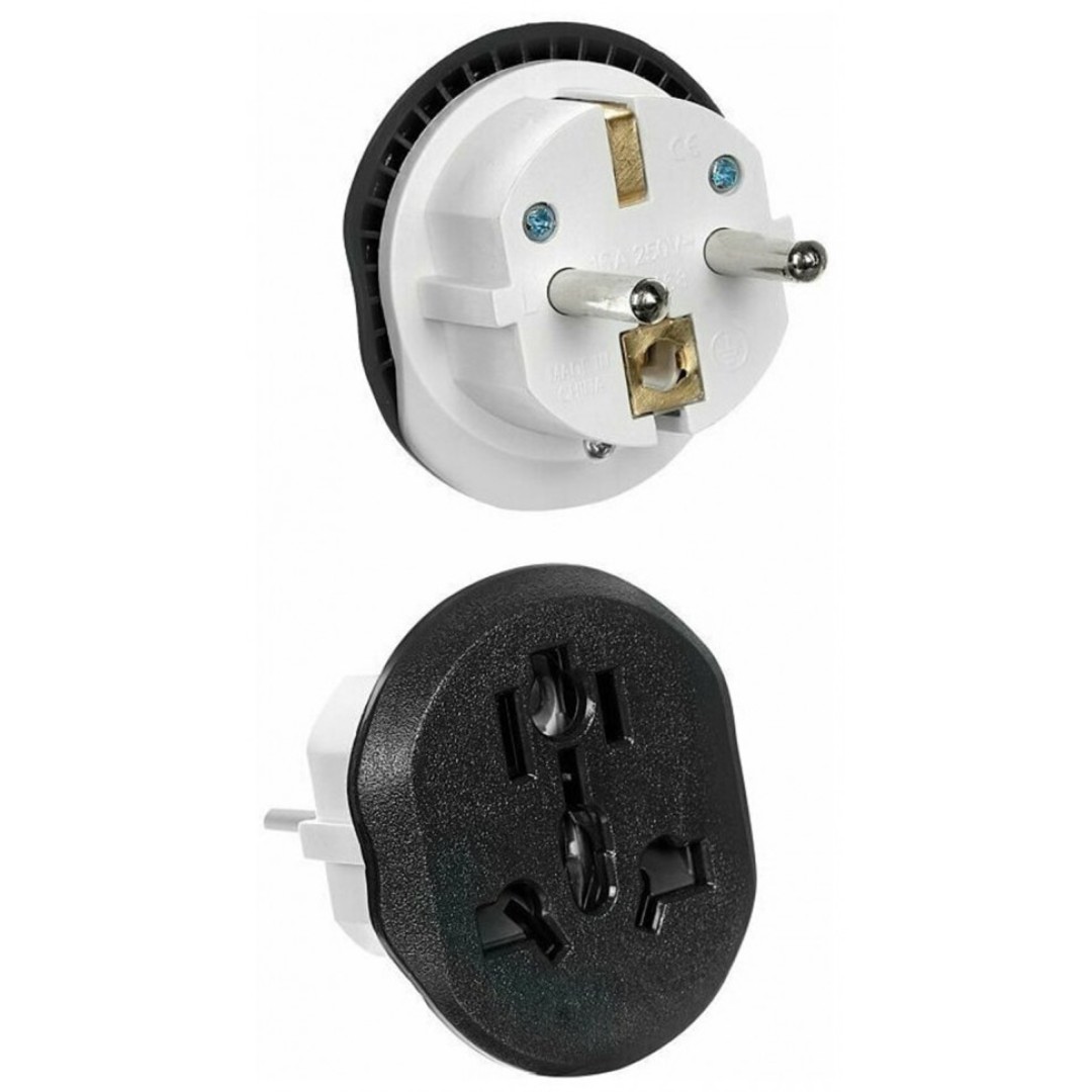 Переходник ISA сетевой вилки универсальный на евро с заземлением KT-168