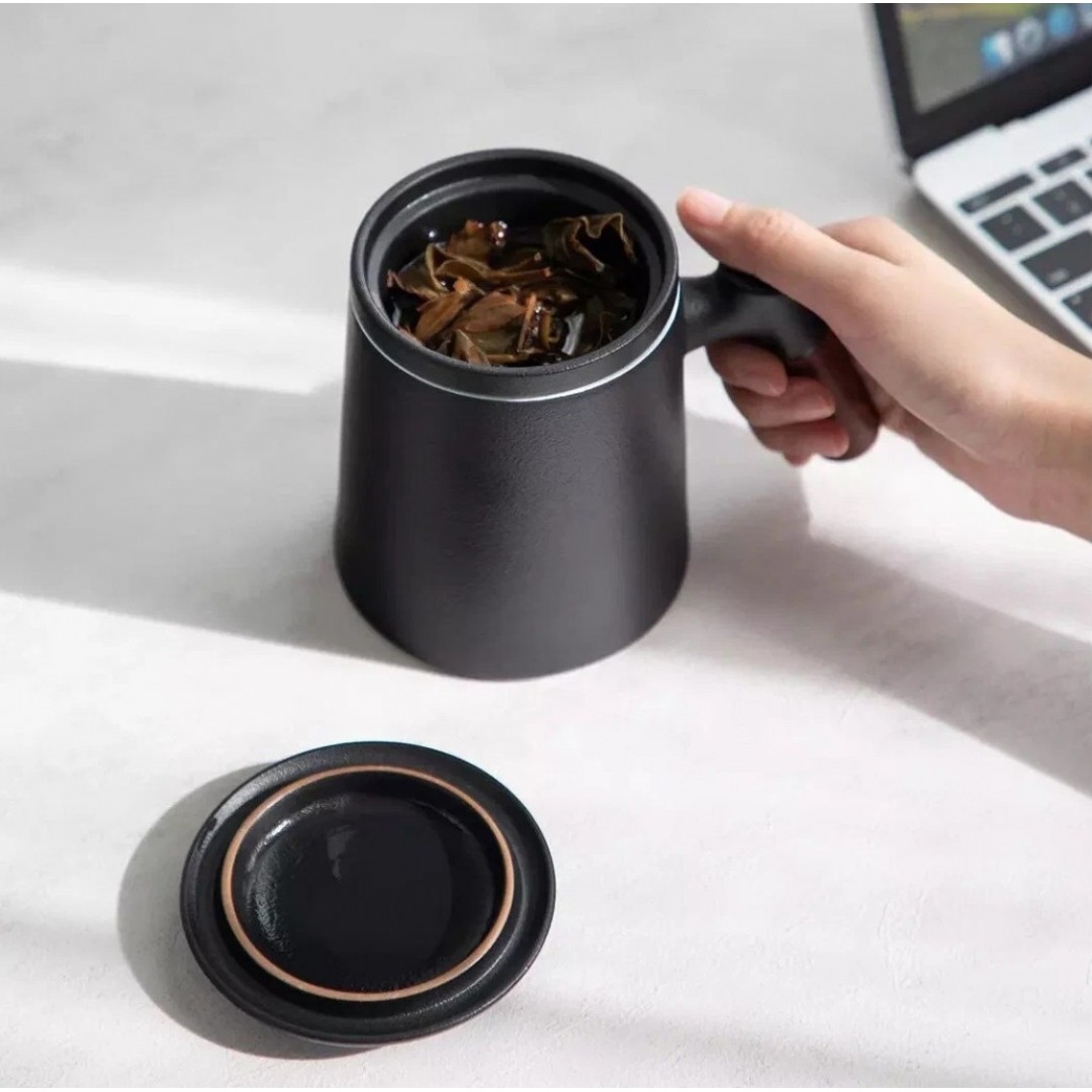Керамическая кружка Xiaomi Pinztea Wooden Handle Ceramic Tea Cup