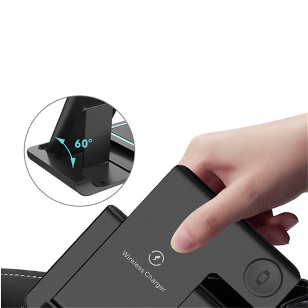 Беспроводное зарядное устройство 3 в 1 Qwerty Fast Charging Station Qi Stand Foldable 3 In 1 Wireless Charger