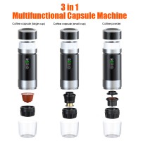 Портативная кофемашина Espresso с поддержкой капсул и молотого кофе, 20 бар, 2500 мАч, металлический серый