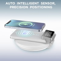 Беспроводное зарядное устройство с будильником 3 в 1 Qwerty Multifunctional Desktop Wireless Charger White