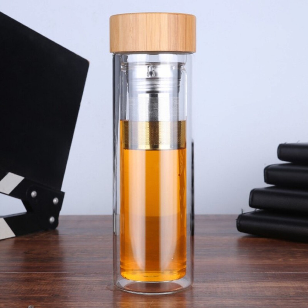 Чайная бутылка 350 мл с двойным стеклом ситечком Qwerty Portable Tea Bottle