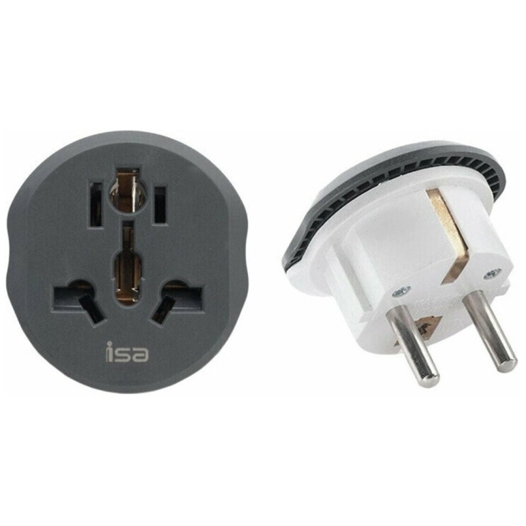 Переходник ISA сетевой вилки универсальный на евро с заземлением KT-168