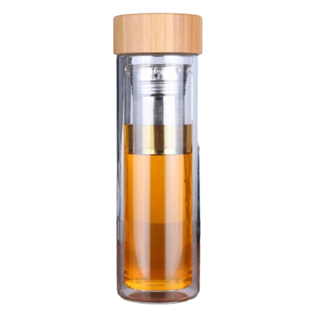 Чайная бутылка 350 мл с двойным стеклом ситечком Qwerty Portable Tea Bottle