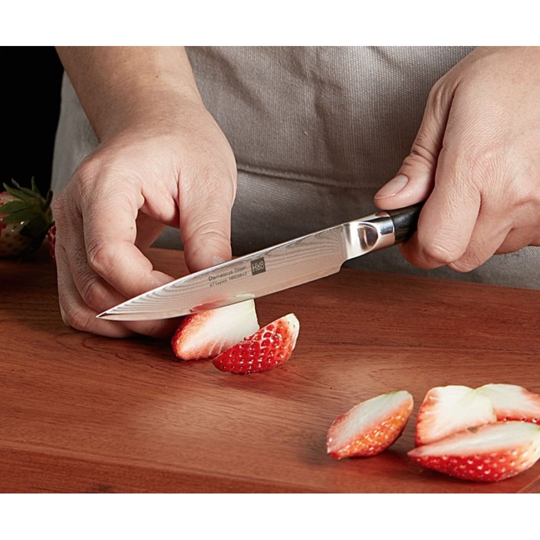 Набор ножей из дамасской стали Huo Hou Set of 5 Damascus Knife Sets (4 ножа с подставкой) (HU0073)