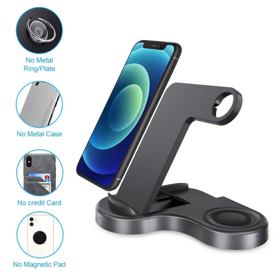 Беспроводное зарядное устройство 3 в 1 Qwerty для Apple AirPods Pro Black (HYY-WC-011)