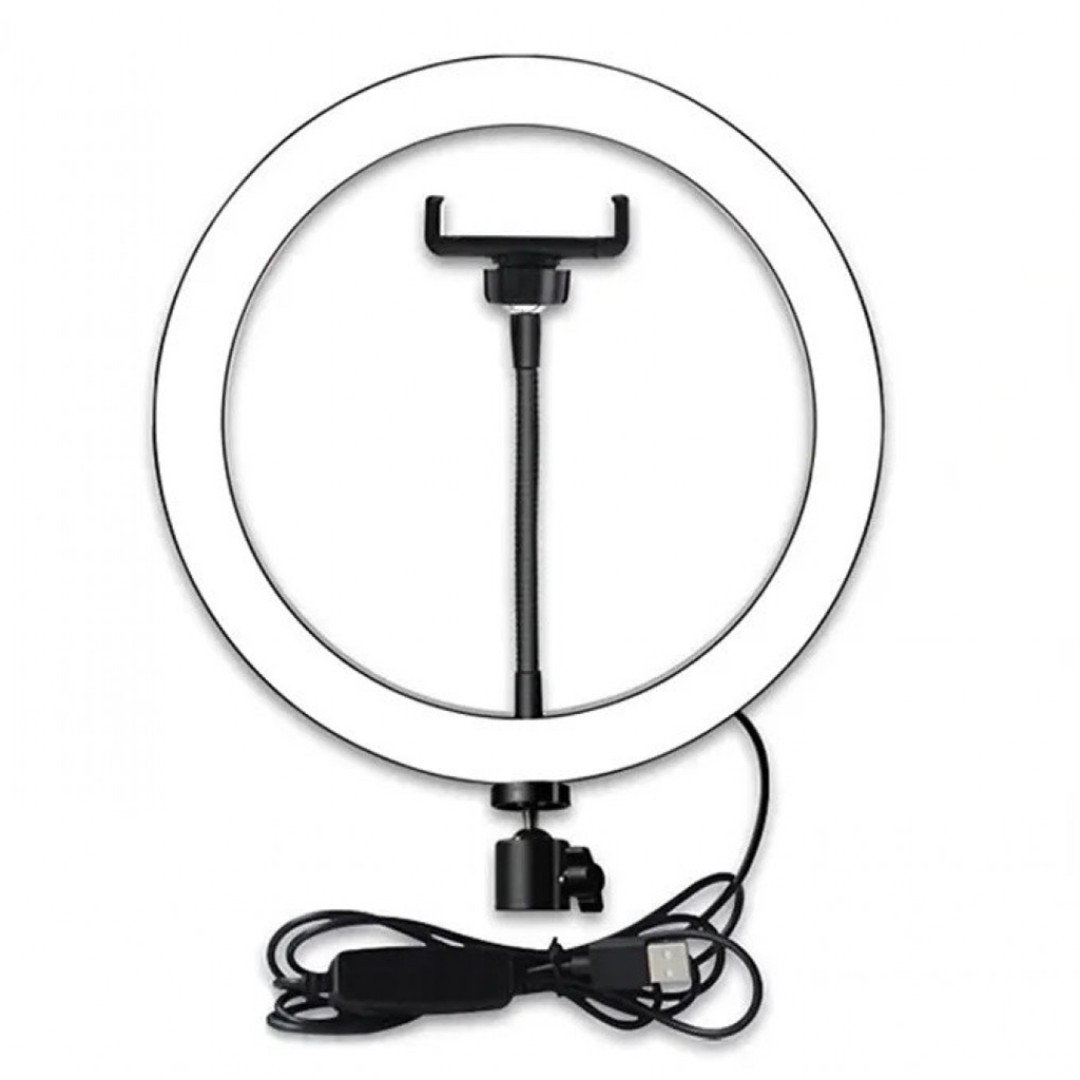 Кольцевая светодиодная лампа, 32 см Qwerty KissFashion (+штатив 215 см, держатель для смартфона)