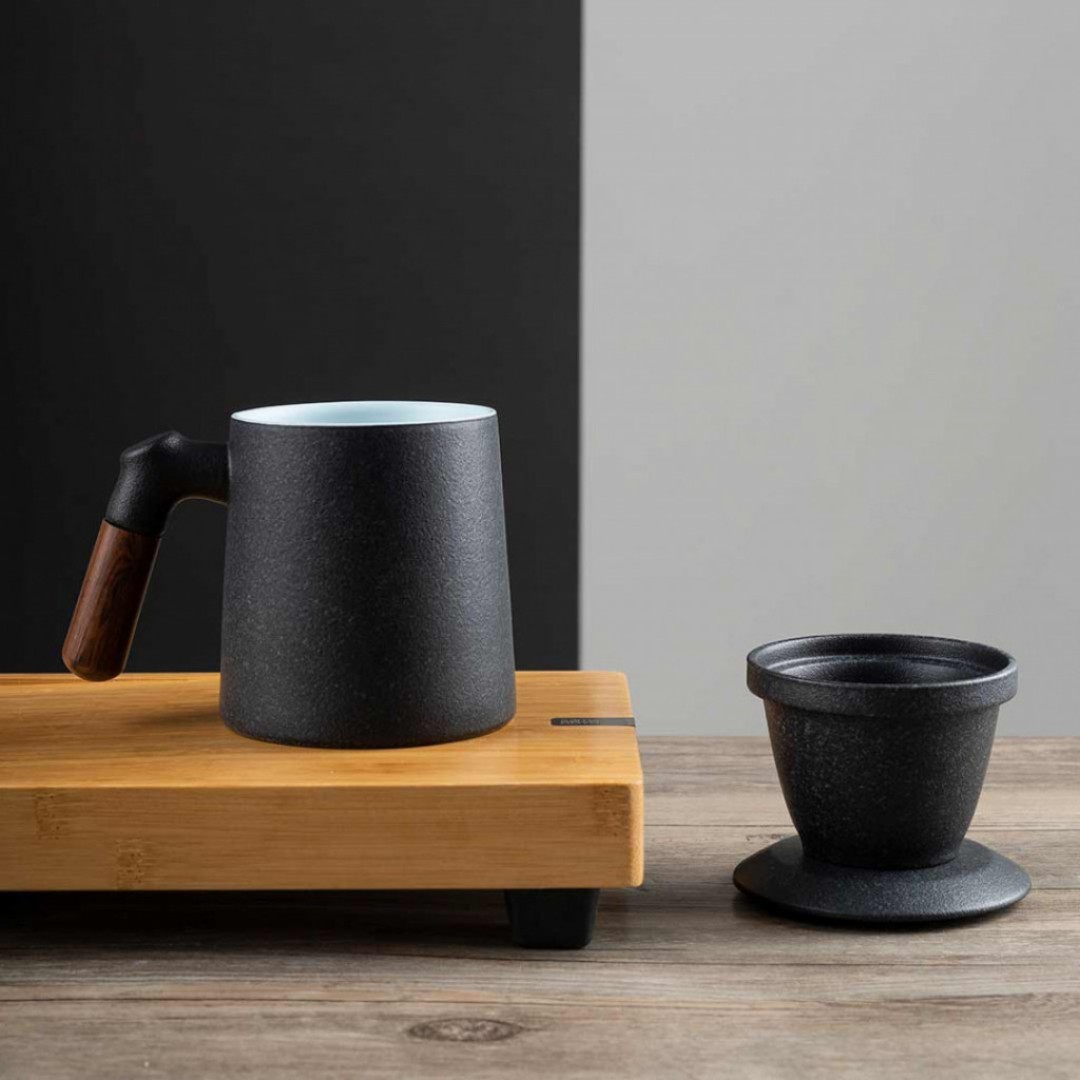 Керамическая кружка Xiaomi Pinztea Wooden Handle Ceramic Tea Cup