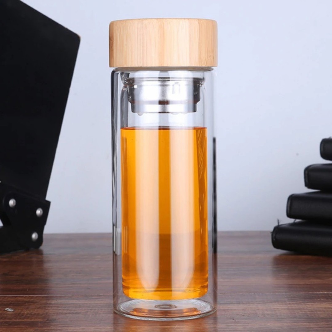 Чайная бутылка 350 мл с двойным стеклом ситечком Qwerty Portable Tea Bottle