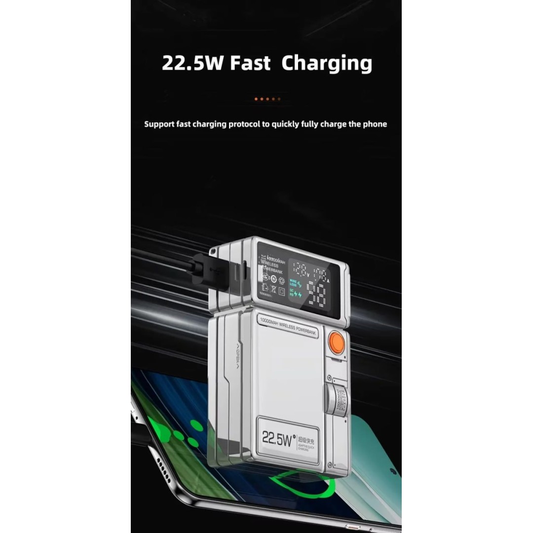 G50 Портативный магнитный Power Bank 3-в-1 для телефонов и Apple Watch Magsafe с мощным магнитом и сверхбыстрой зарядкой 22,5 Вт, 10000 мАч, серебро