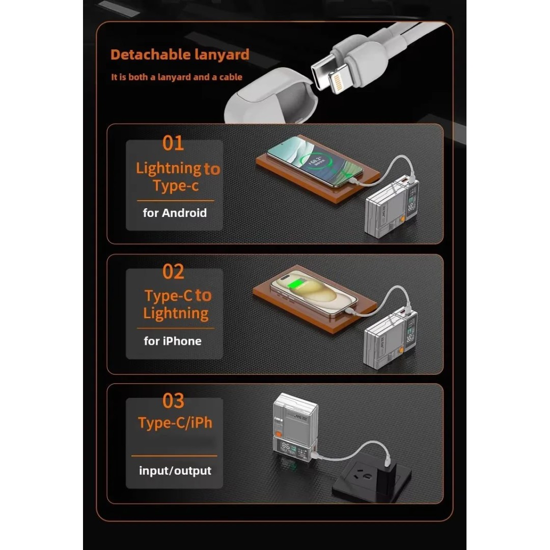 G50 Портативный магнитный Power Bank 3-в-1 для телефонов и Apple Watch Magsafe с мощным магнитом и сверхбыстрой зарядкой 22,5 Вт, 10000 мАч, серебро