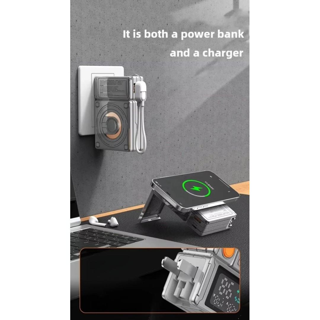 G50 Портативный магнитный Power Bank 3-в-1 для телефонов и Apple Watch Magsafe с мощным магнитом и сверхбыстрой зарядкой 22,5 Вт, 10000 мАч, серебро