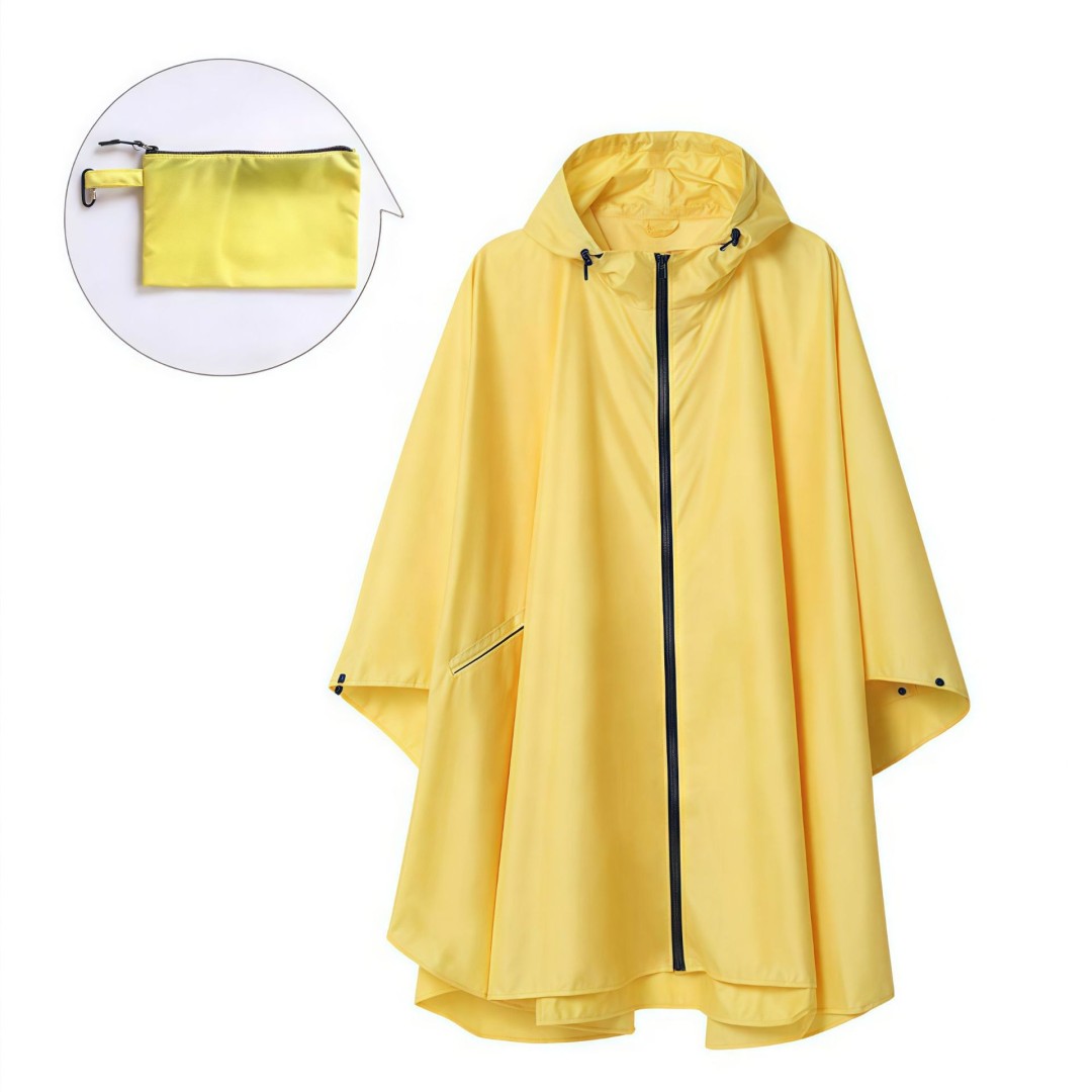 Дождевик ‑пончо, на молнии, синий в горох