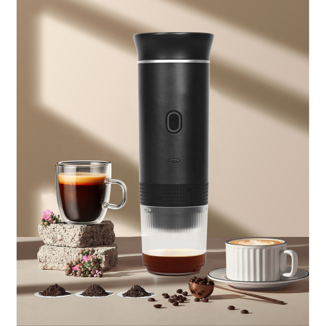 Портативная кофемашина Espresso KF-JN-02  с поддержкой капсул и молотого кофе, 20 бар, 2500 мАч*3, серый