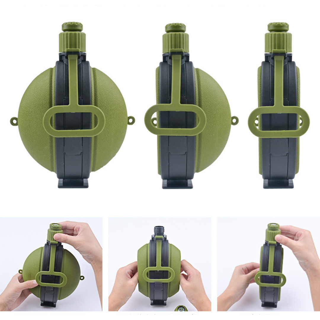 Фляжка с компасом, складная, портативная, 580 мл, армейский зелёный