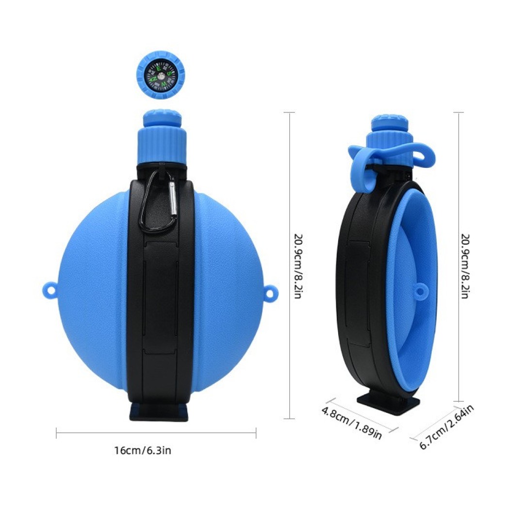 Фляжка с компасом, складная, портативная, 580 мл, армейский зелёный