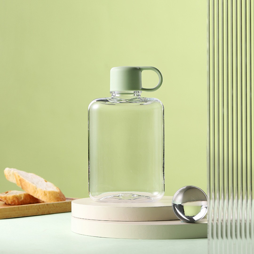 Квадратная фляжка для воды Ainmei, 360 мл, зеленая